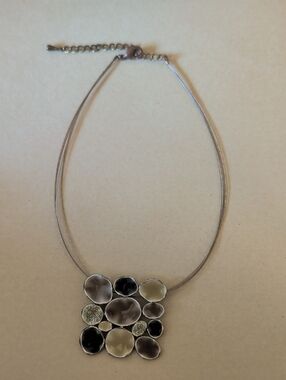 Modernist Resin Cluster Pendant Necklace - Neutral & Gold Tones